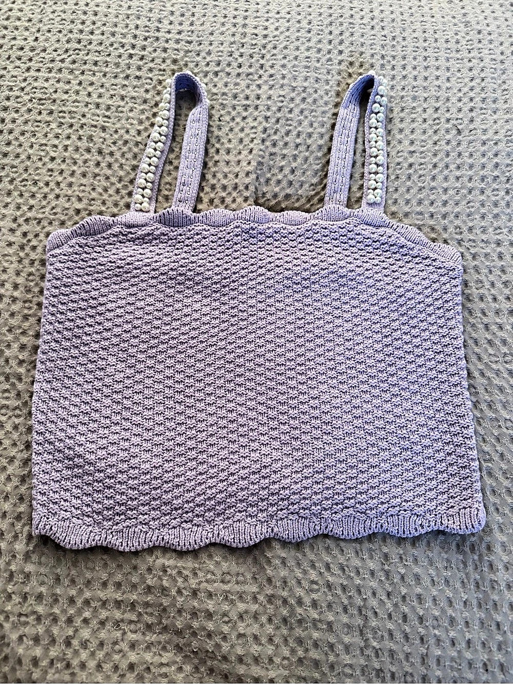 Lavender Knit Camisole with Pearl Straps